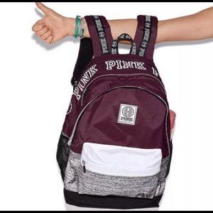 VS Pink Campus Backpack Maroon, Grey, & White